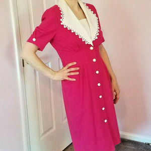 SGS Studio Petite Pink Dress Button Up Front Cute